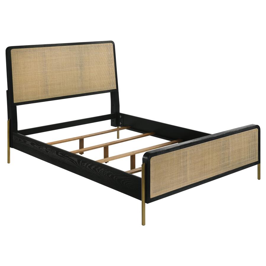 Dior Queen Bed, Black and Natural