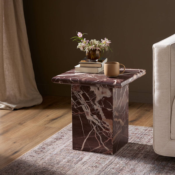 Merlot Marble End Table