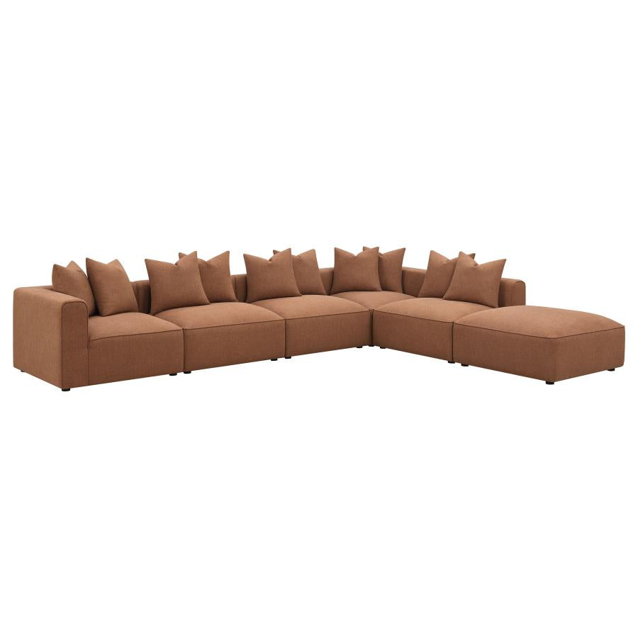 Jenna 6 Piece Sectional, Terracotta