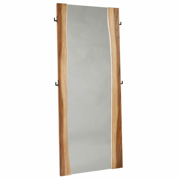 Live Edge Floor Mirror w/ Key Hooks