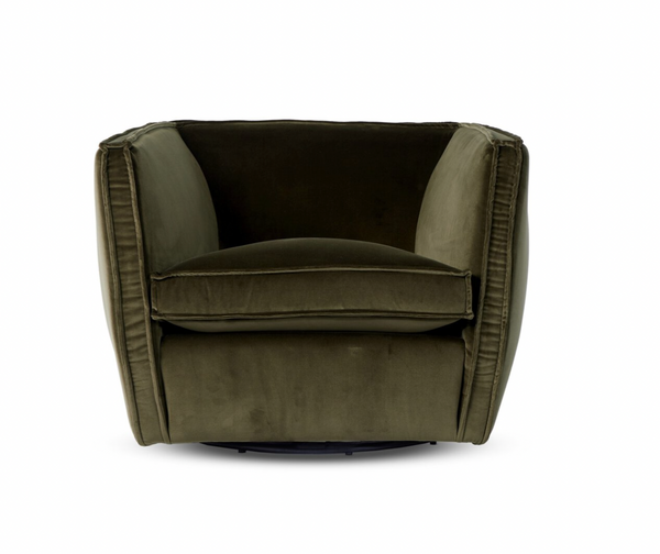 Olive Green Velvet Swivel Chair