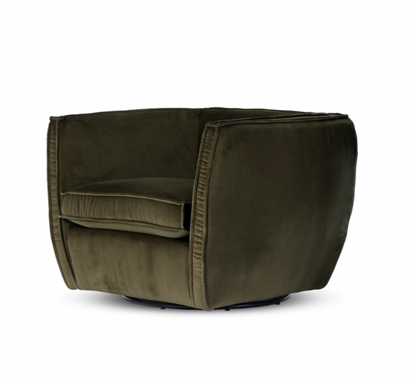 Olive Green Velvet Swivel Chair