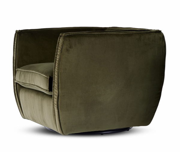 Olive Green Velvet Swivel Chair
