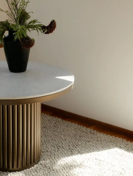 Fluted White Marble 47" Dining Table