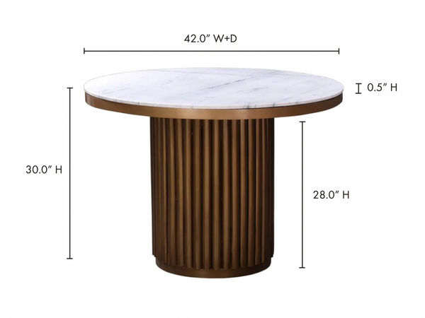 Fluted White Marble 47" Dining Table