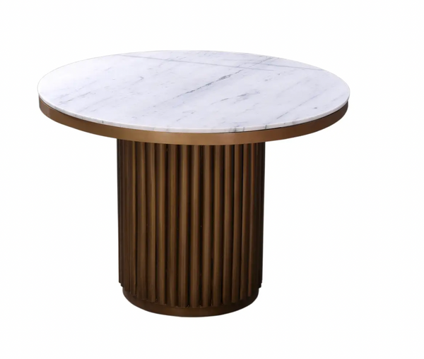 Fluted White Marble 47" Dining Table