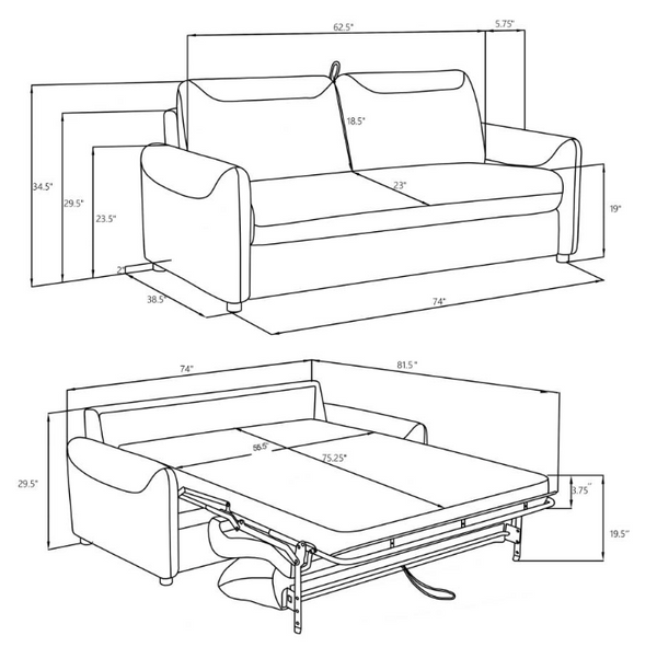 Riley Sofa Bed, Very Light Grey