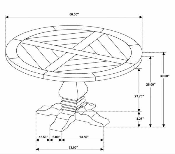 Florence 60" Pedestal Dining Table