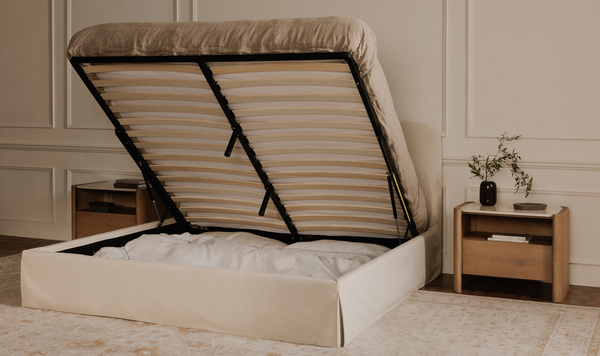 Jackie Queen Storage Bed Beige