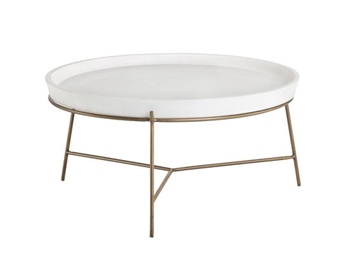 Remi Coffee Table, Aspen and Antique Brass