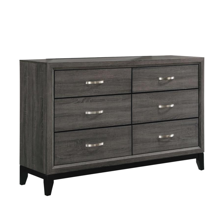 Oak Barrel 6 Drawer Dresser - Grey