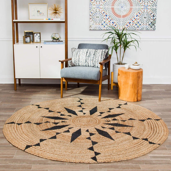 Tribal Sun Round Braided Jute