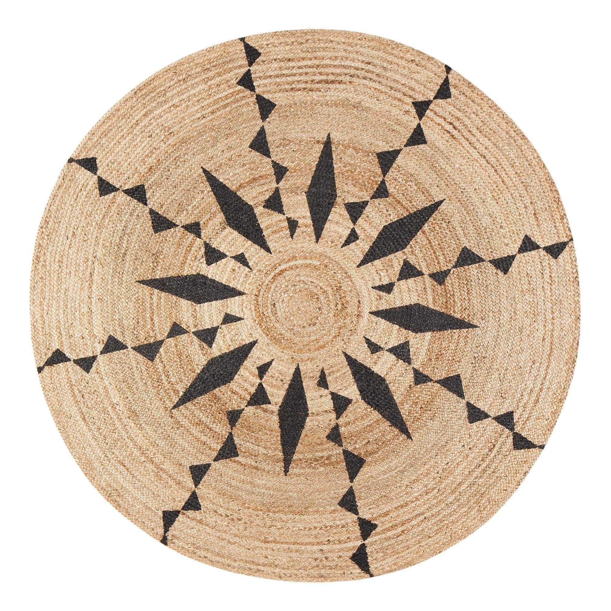 Tribal Sun Round Braided Jute