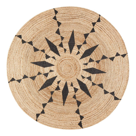 Tribal Sun Round Braided Jute