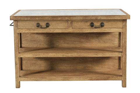 Marble Top and Wood Kitchen Island