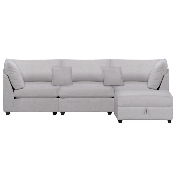 Cambria 4 Piece Sectional, Light Grey