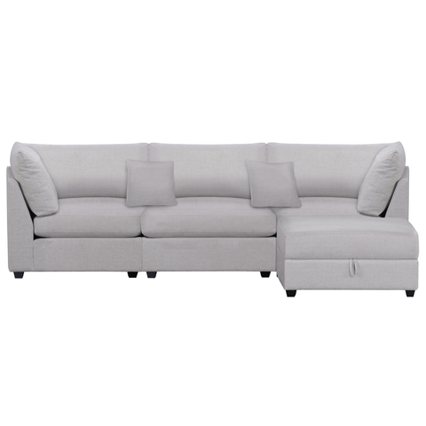 Cambria 4 Piece Sectional, Light Grey
