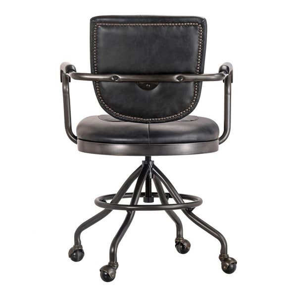 Onyx Black Leather Desk Chair