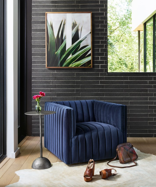 Augustine Sapphire Swivel Chair