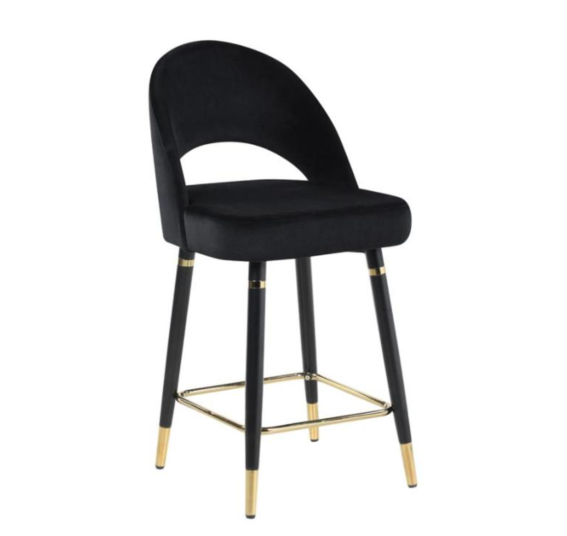 Gold Tipped Black Counter Stool (set of 2)