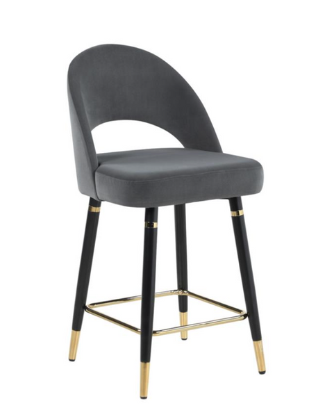 Gold Tipped Grey Counter Stool (x2)