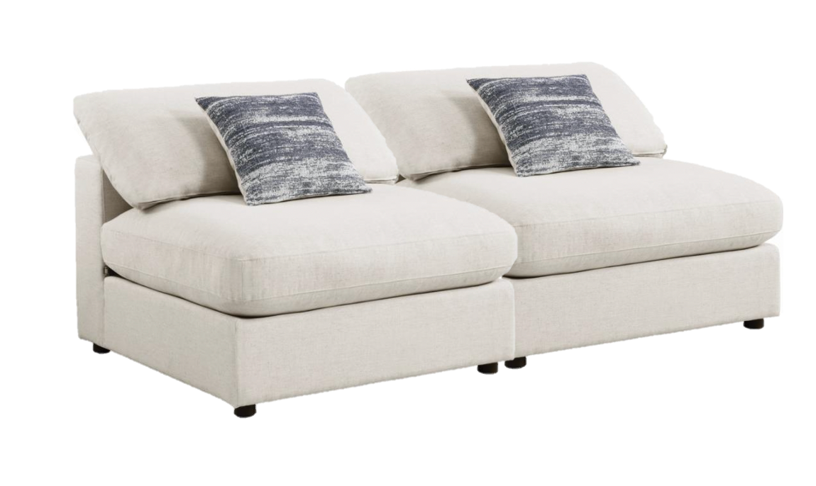 Juno 2 Piece Armless Sectional, Cream