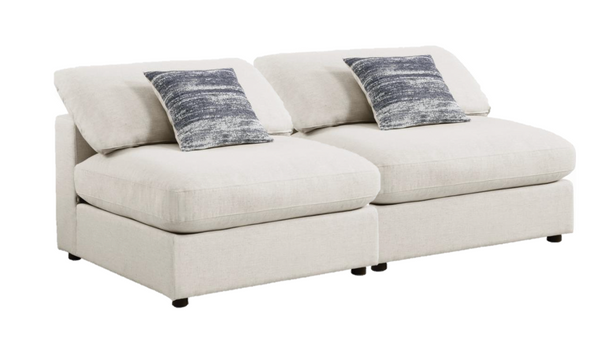 Juno 2 Piece Armless Sectional, Cream