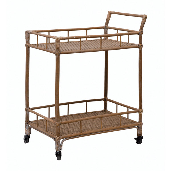 Bamboo Handwoven Rattan Bar Cart