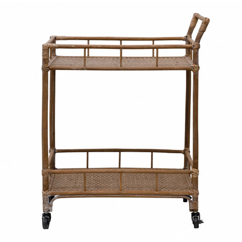 Bamboo Handwoven Rattan Bar Cart